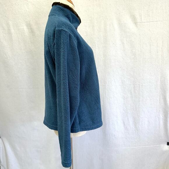 Wooly Bully Wear Colorado blue 1/4 toggle fleece pullover size small faux fur - Picture 12 of 14